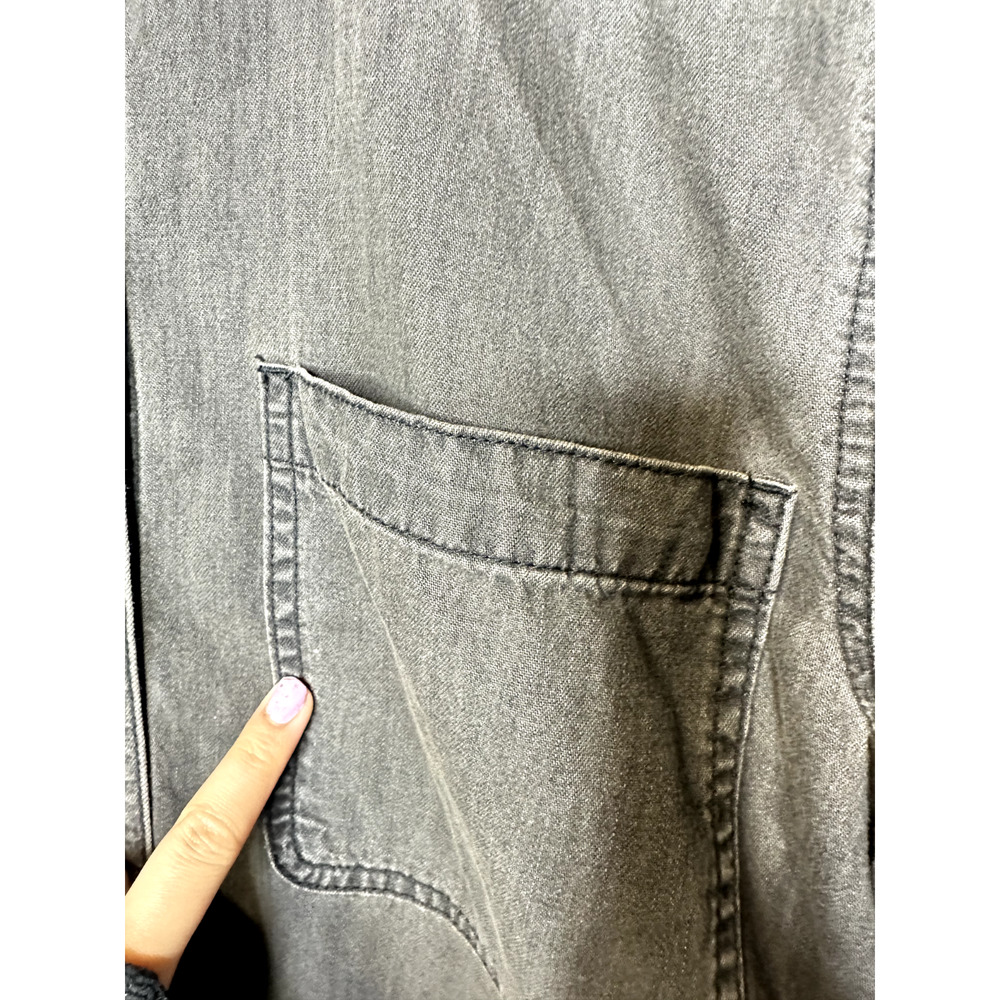 Madewell Denim Short-Sleeve Back-Pleat Shirt in Lunar Wash Size Large Collared - Picture 6 of 10